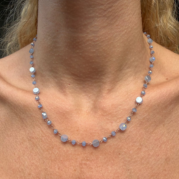CL056 Rosary necklace with pendant house with zircons