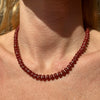 CL0181 collana in pasta di vetro marroni con cilindri piccoli e rondelline in argento