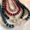 CL0180 Collana con cilindri in pasta di vetro e rondelle irregolari in argento (ciondoli se si vogliono da opzionare)