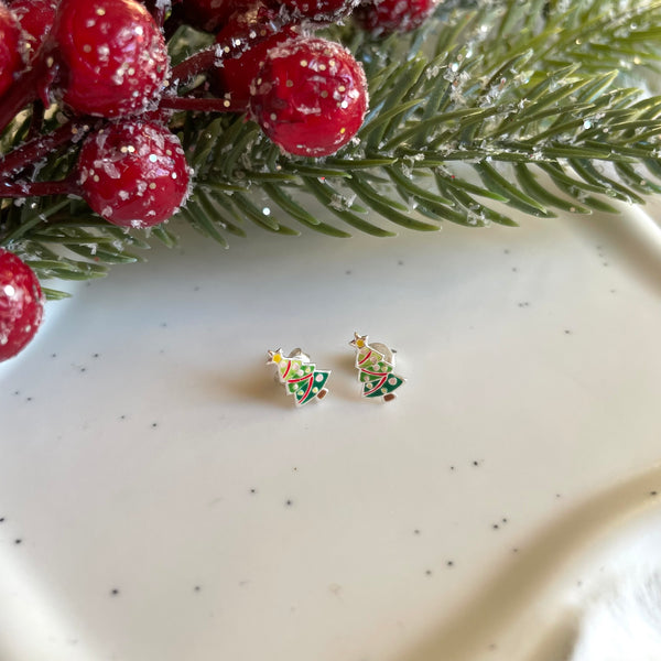 O0013 Orecchini a lobo albero di Natale