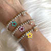 B151 Bracciale a palline con fiore di ciliegio smaltato e perla