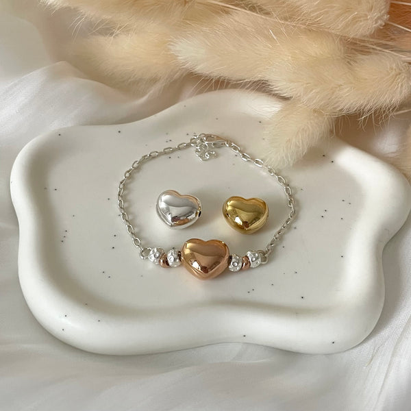 B122 Bomby Heart Bracelet Pink or Silver