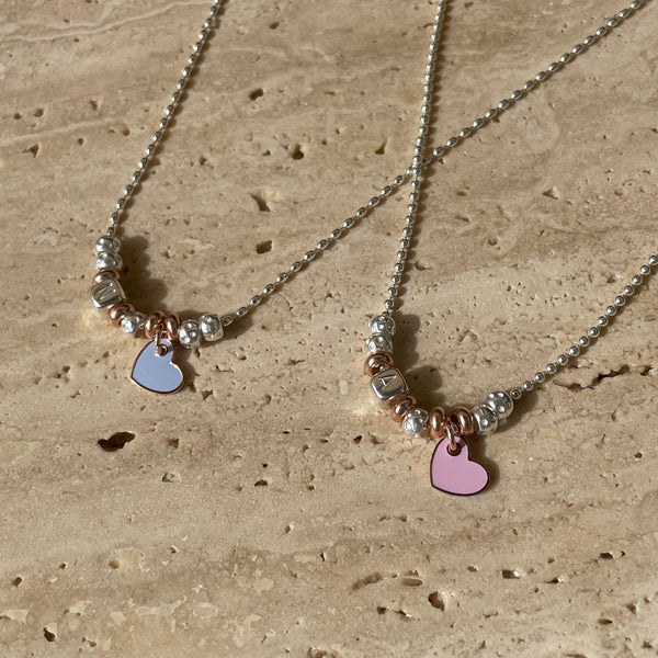 CL006 Necklace with initial and enamel heart