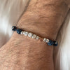 B143 Bracciale DAD cordino cerato e granelli nuovi + cuore rosato passante