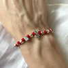 B139 Bracciale pepite martellate medie Bimbo/a con nodi e iniziale passante