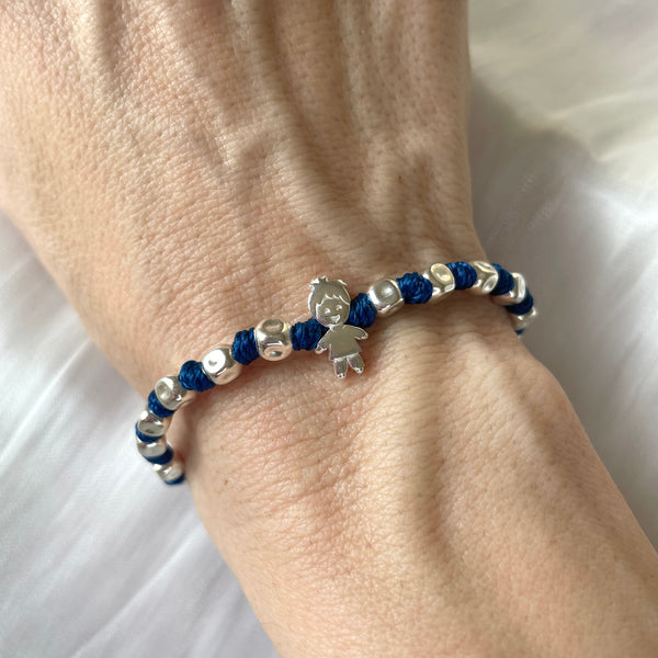 B137 Bracciale Bimbo/a con nodi (colore a scelta) pepite martellate medie