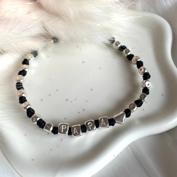 B150 Bracciale PAPÀ con nodi (colore a scelta) pepite martellate medie