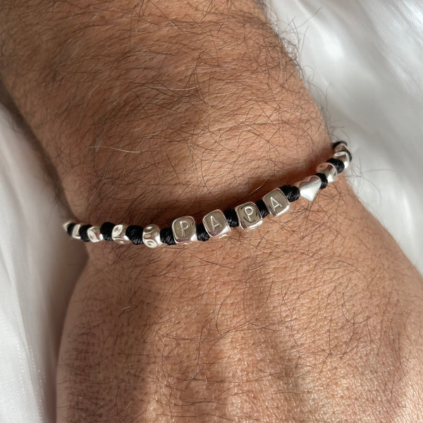 B150 Bracciale PAPÀ con nodi (colore a scelta) pepite martellate medie