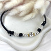 CL048 Necklace with waxed cord and central nugget and pink or gold washers