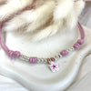 CL066 Necklace with waxed cord and enameled flower