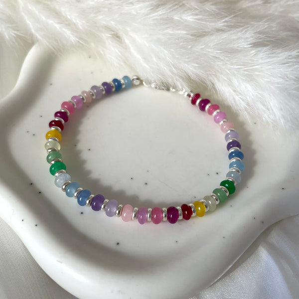 B0254 Bracciale con rondelline arcobaleno e rondelle argento