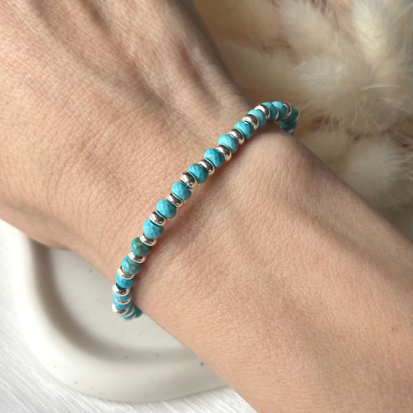 B159 Bracciale in filo nautico Tiffany con rondelle turchesi e argento