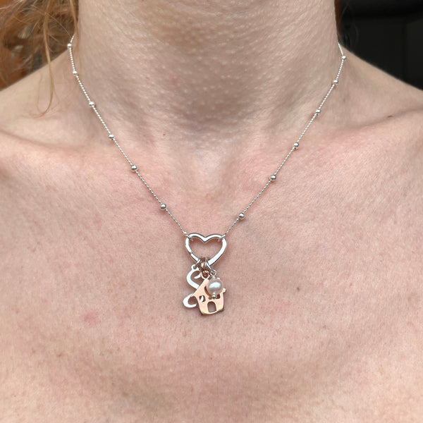 CL069 Heart necklace with lobster clasp to insert pendants