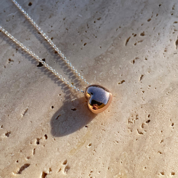 CL028 Collana con cuore rosato o dorato bomby dritto o storto