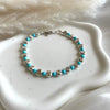 B0285 Bracciale pepite schiacciate in argento e palline in pasta di turchese