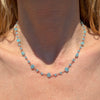 CL0178 Collana rosario rosata con perline verde acqua