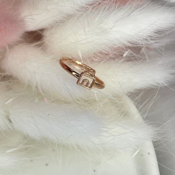 A006 Anello regolabile rosato con casa