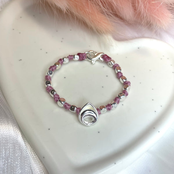 B118 Baby Bracciale con nodi e Tortellino passante