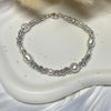 B0189 Bracciale con nodini piccoli argento e perle di fiume