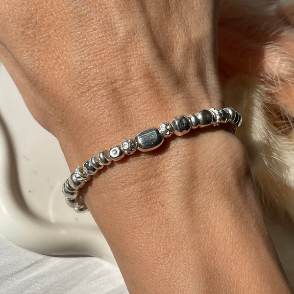 B0178 Bracciale argento con componenti mix (possibilità di scegliere uno o più ciondoli e passanti da inserire)