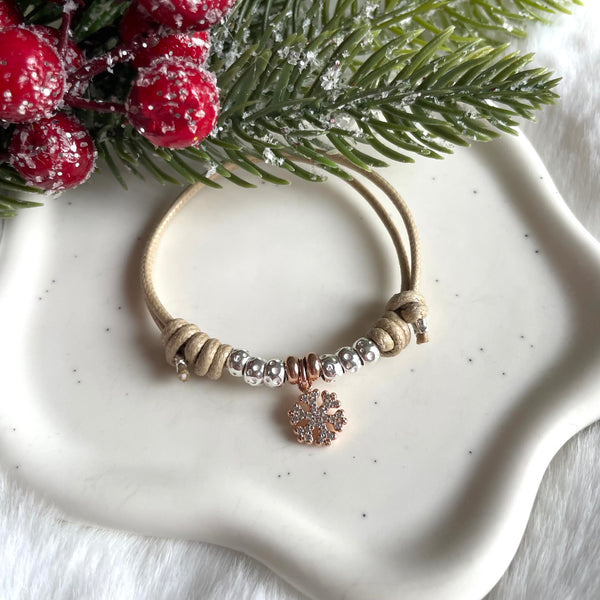 B0216 Bracciale cordino cerato fiocco di neve