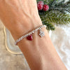 B0212 Bracciale nodini argento con stellina zirconata e cuore rosso