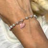B0188 Bracciale rosario argento con perle di fiume e cuore smaltato