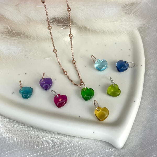 CL060 Collana palline alternate con cuore idrotermale