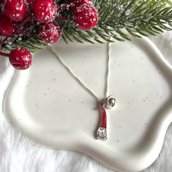 CL0133 Collana catena veneziana, gnomo e campanella