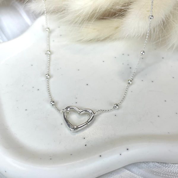 CL069 Collana con cuore con moschettone per inserire i ciondoli