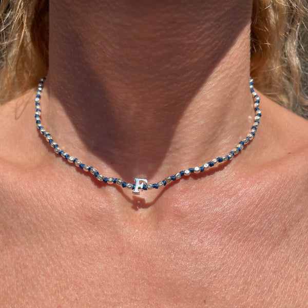 CL101 Collana argento con pepite mini e nodi in filo nautico colorato (ciondolo o passante a scelta)