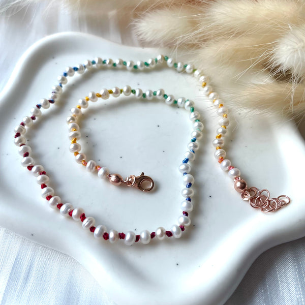 CL094 Collana perle di fiume e argento rosato