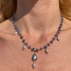 CL112 Collana rosario in argento con rondelle di tanzanite e perle