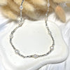 CL097 Collana con pepite mini argento e rondelle fiore e perle di fiume a sassolino