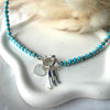 CL084 Collana con rondelle di turchese e argento con a scelta moschettone salvagente per inserire i ciondoli