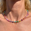 CL0185 Collana con rondelle candy arcobaleno, palline e rondelle argento