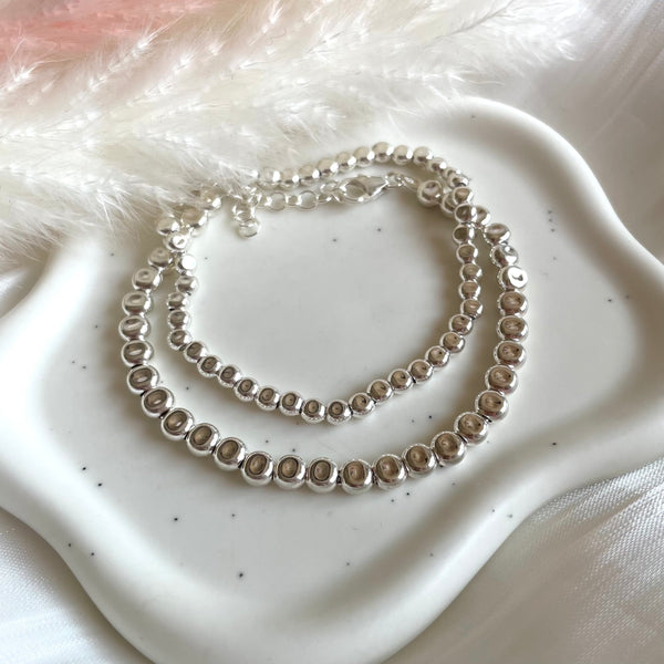 B0257 Bracciale pepite martellate schiacciate