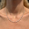 CL051 Rosary necklace with natural pearls and intertwined heart