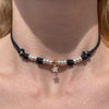 CL083 Collana con cordino cerato granelli nuovi ed elemento centrale a scelta a parte
