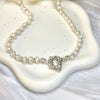 CL098 Collana con perle di fiume, rondelle argento e con a scelta moschettone salvagente per inserire i ciondoli