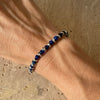 B097 Bracciale pietra occhio di tigre blu e nodini argento