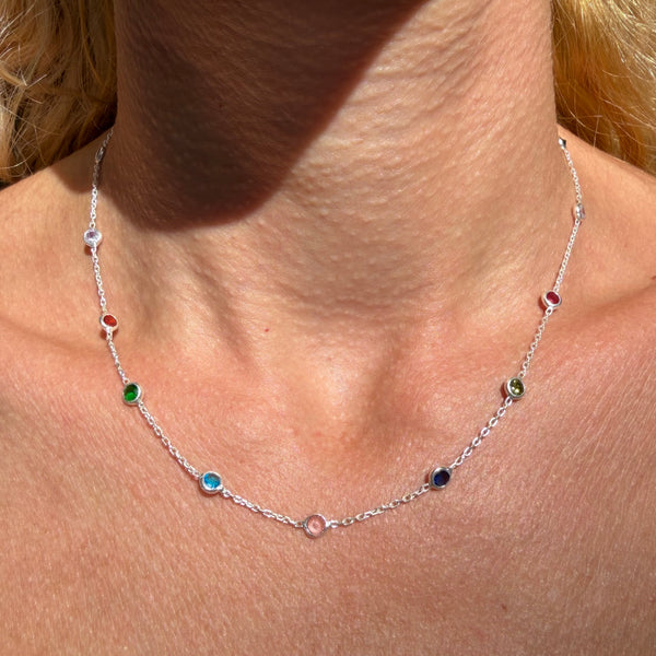 CL0192 Collana con mini zirconi multicolore