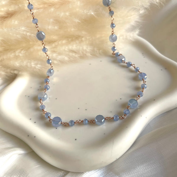 CL056 Rosary necklace with pendant house with zircons