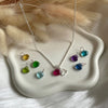 CL059 Collana pallinata con cuore argento e cuore in vetro idrotermale