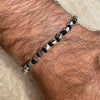 B098 Bracciale con borchie con nodini filo nautico