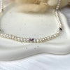CL089 Collana con perle di fiume e mini cuori