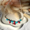 CL102 Collana estate con perle di fiume, chips di turchese, corallo e argento