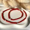 CL108 Collana con cubetti corallo e cubetti argento
