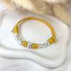 B119 Bracciale con 4 nodi di cordino cerato, 10 granelli nuovi, + ciondolo a scelta (a parte)