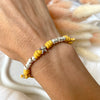 B119 Bracciale con 4 nodi di cordino cerato, 10 granelli nuovi, + ciondolo a scelta (a parte)